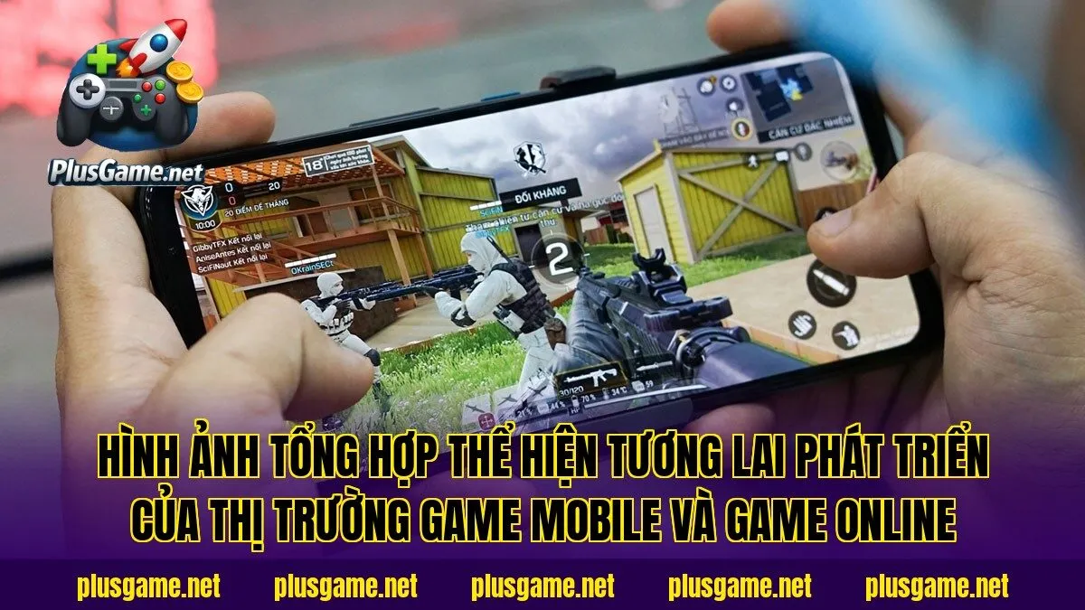 Hình ảnh tổng hợp thể hiện tương lai phát triển của thị trường game mobile và game online